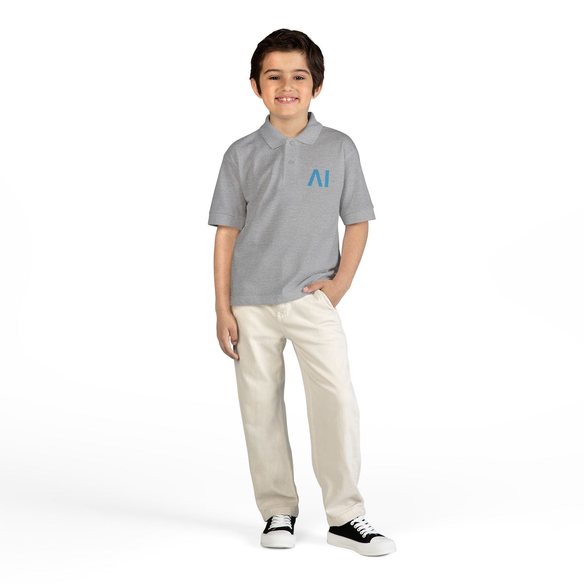 NeurolythicAI Youth Polo Shirt — Black Kids' Tech Logo Polo