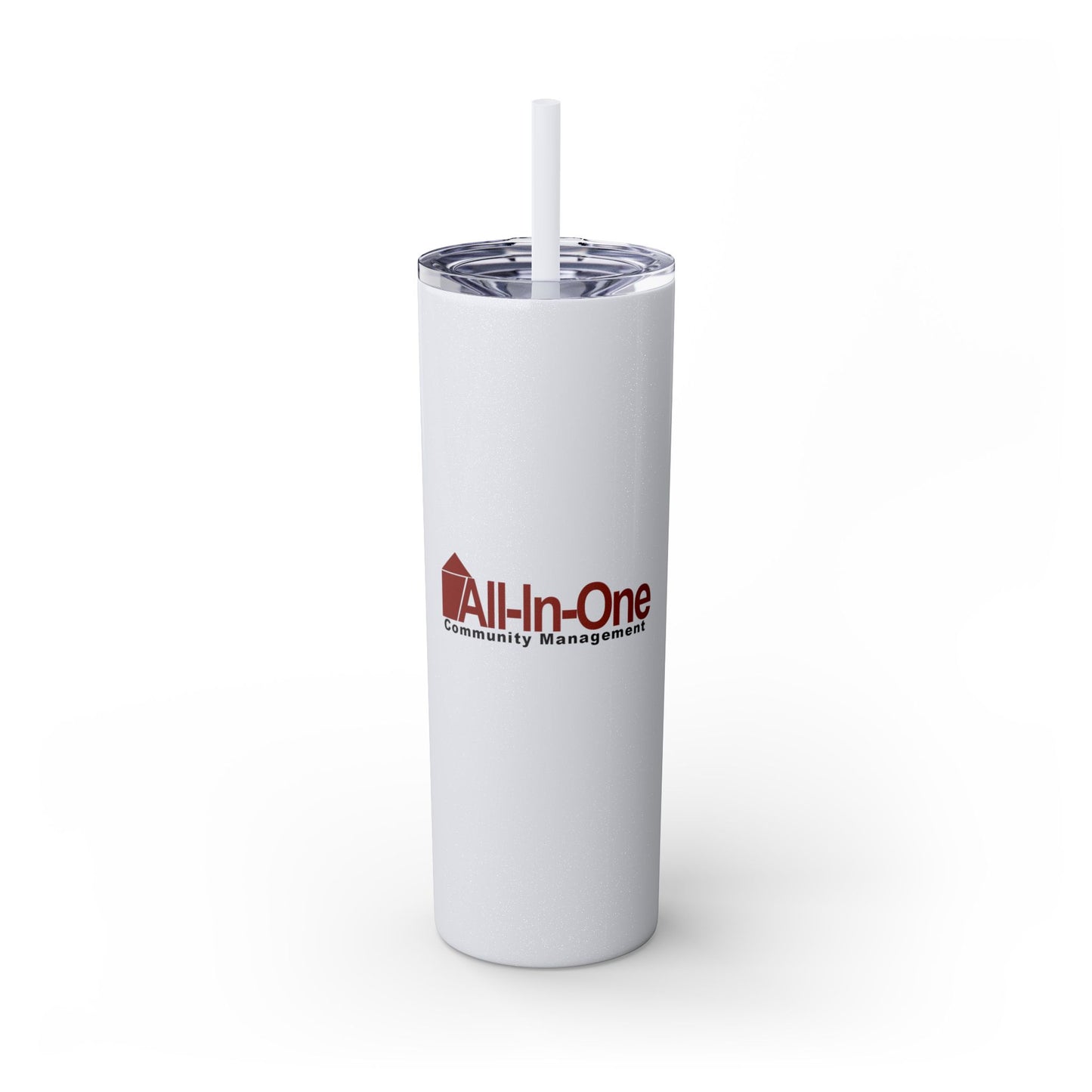 Skinny 20oz Tumbler with Straw — All-In-One Community Management Logo One sided