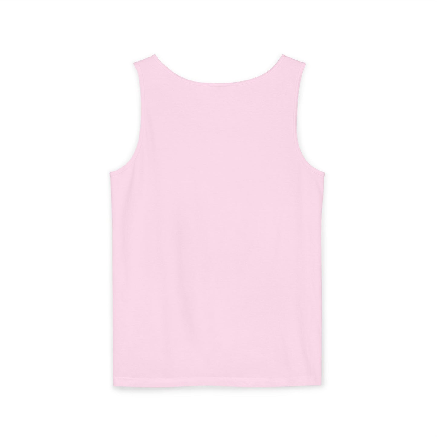 Back view of plain light pink sleeveless workout tank top