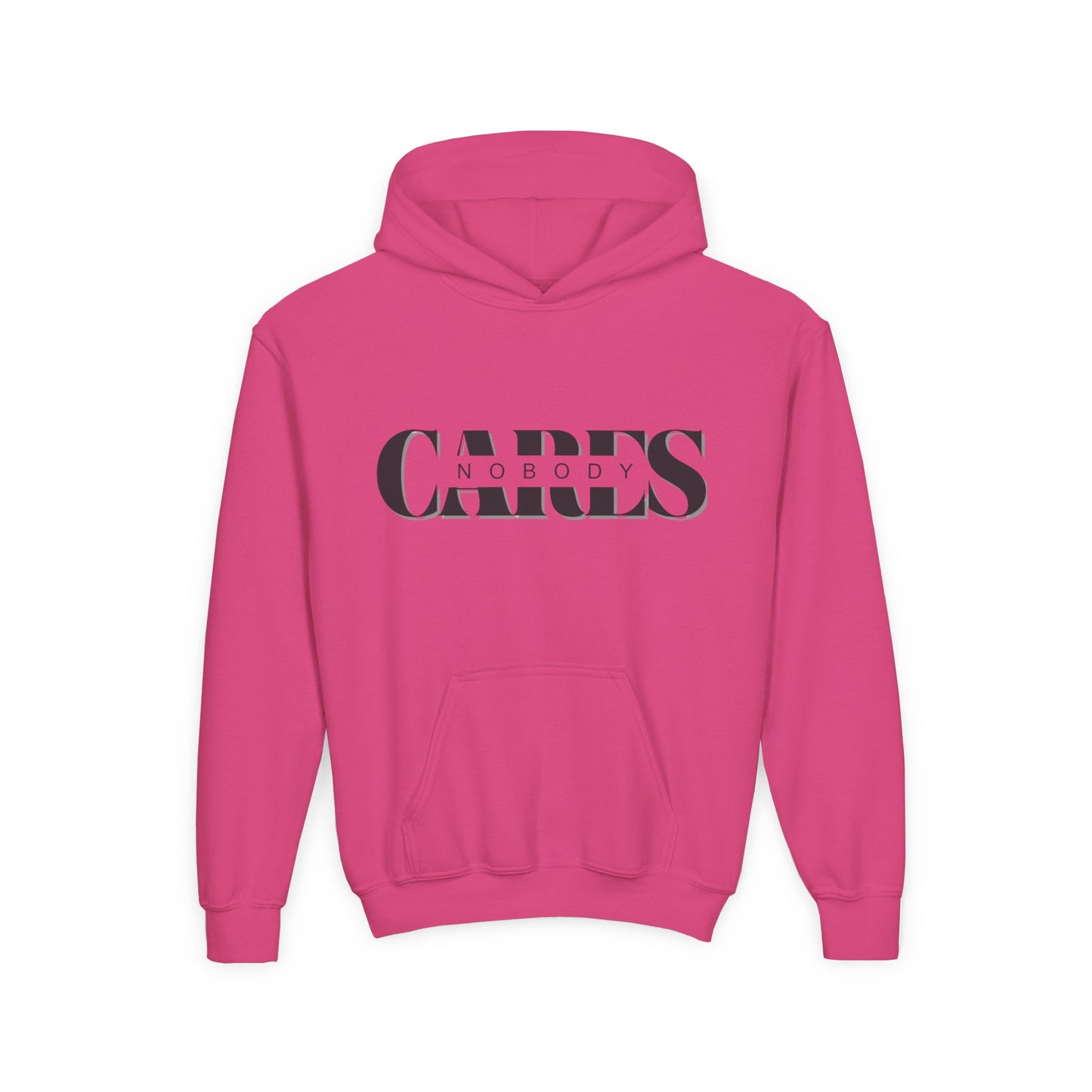 NOBODY CARES - Youth Heavy Blend Hooded Sweatshirt - Statement Hoodie for Trendy Teens