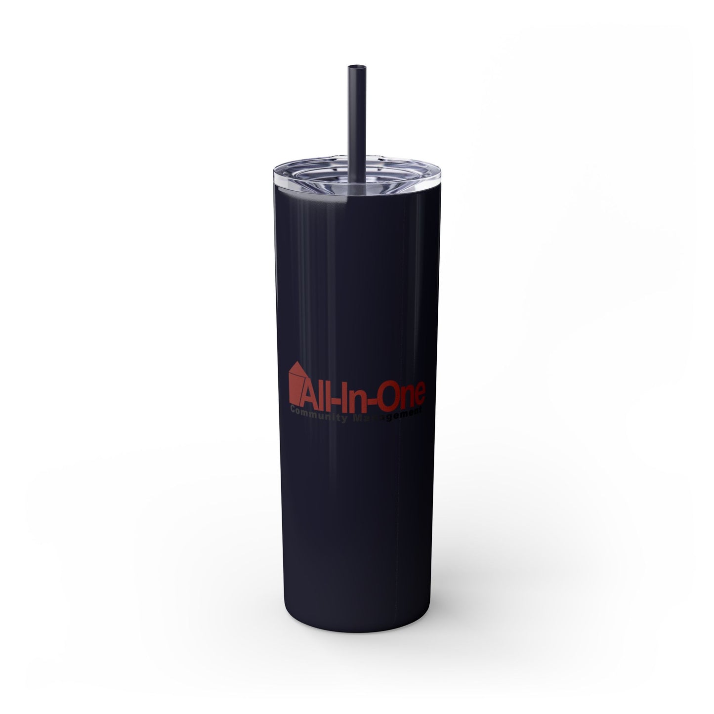 Skinny 20oz Tumbler with Straw — All-In-One Community Management Logo One sided