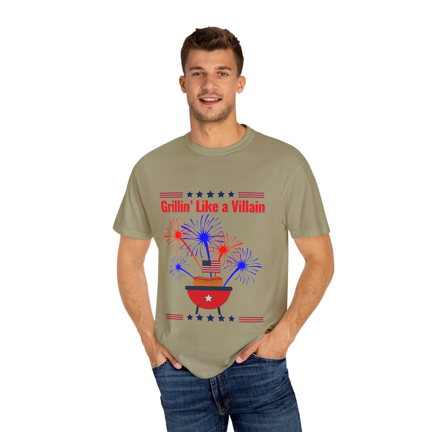 Grillin' Like a Villain Unisex T-Shirt | Patriotic BBQ Tee with Eagle Design