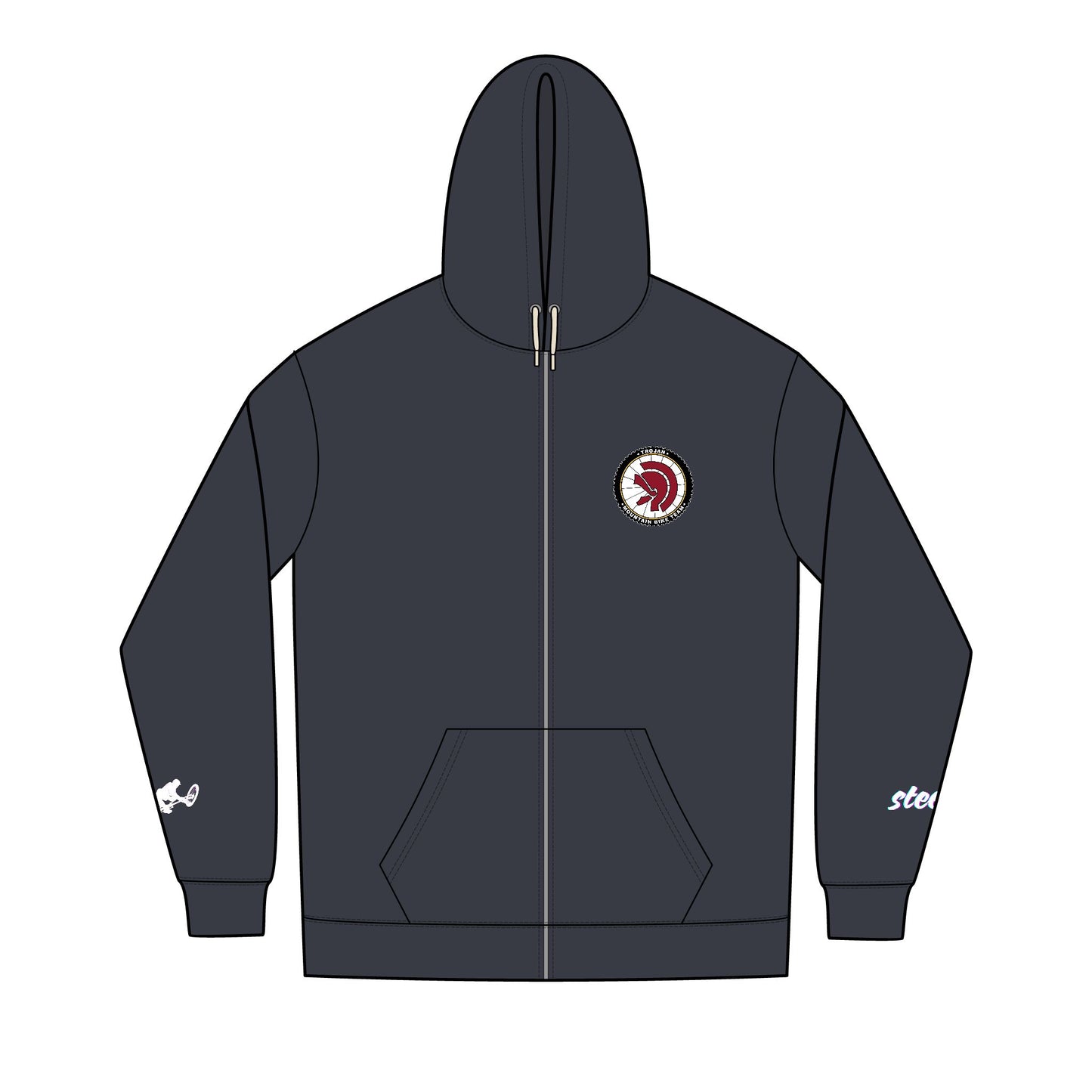 Trojan MTB - Re-Fleece™ Full-Zip Hoodie - Cozy, Sporty, and Stylish, Perfect for Cycling, Outdoor Activities, or Casual Wear
