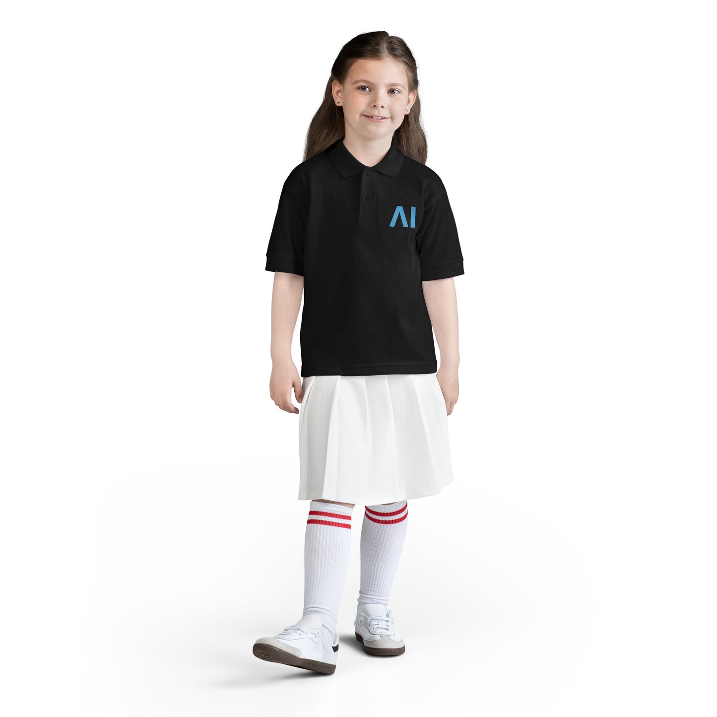 NeurolythicAI Youth Polo Shirt — Black Kids' Tech Logo Polo