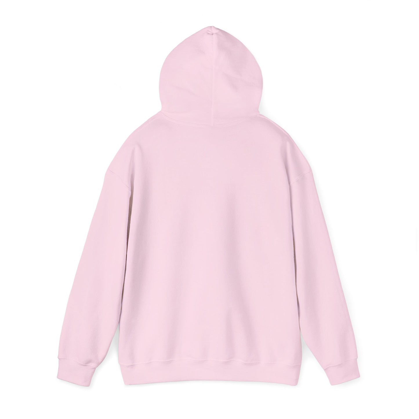 Rear view of light pink Flag Football Coach hoodie, clean hood and sleeves