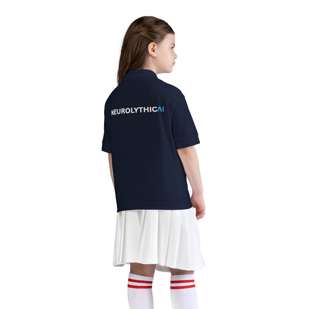 NeurolythicAI Youth Polo Shirt — Black Kids' Tech Logo Polo