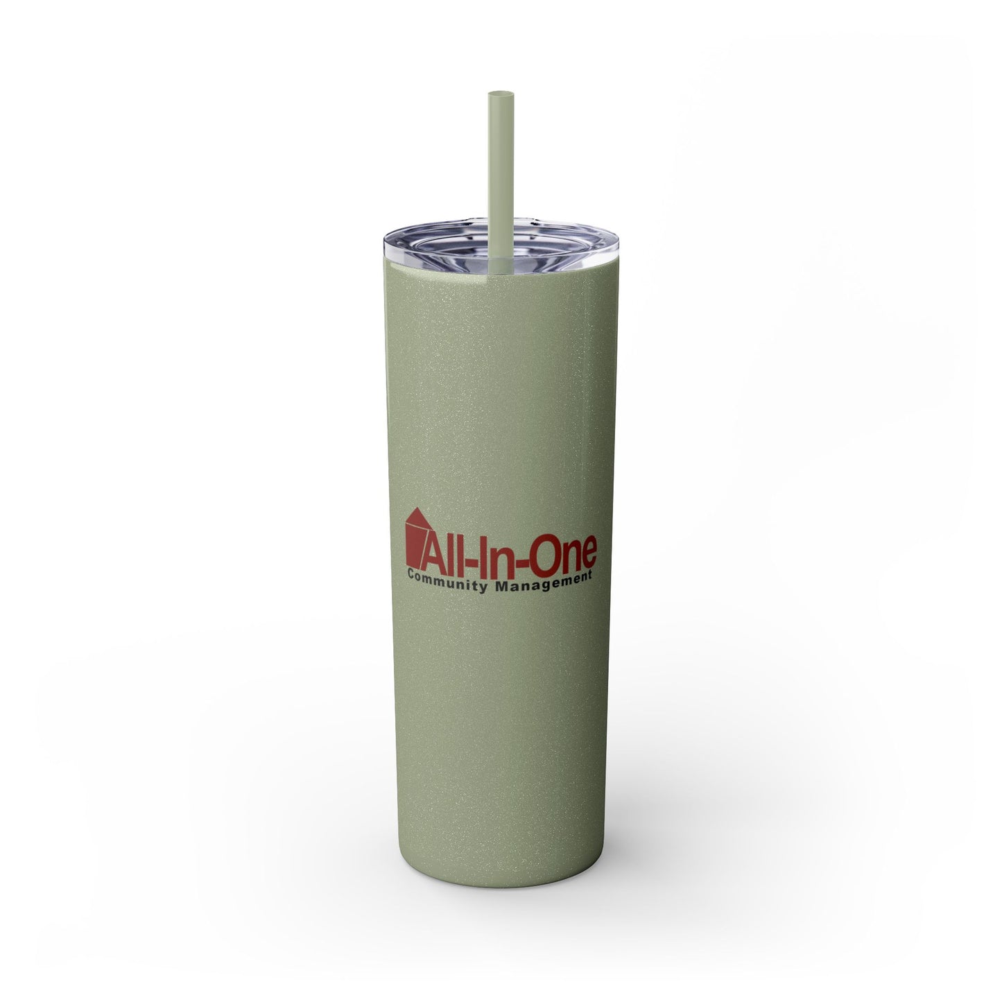 Skinny 20oz Tumbler with Straw — All-In-One Community Management Logo One sided