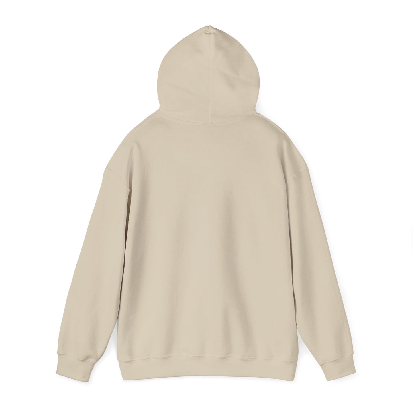 Rear view of sand Flag Football Coach hoodie, double-lined hood and subtle drawcord details
