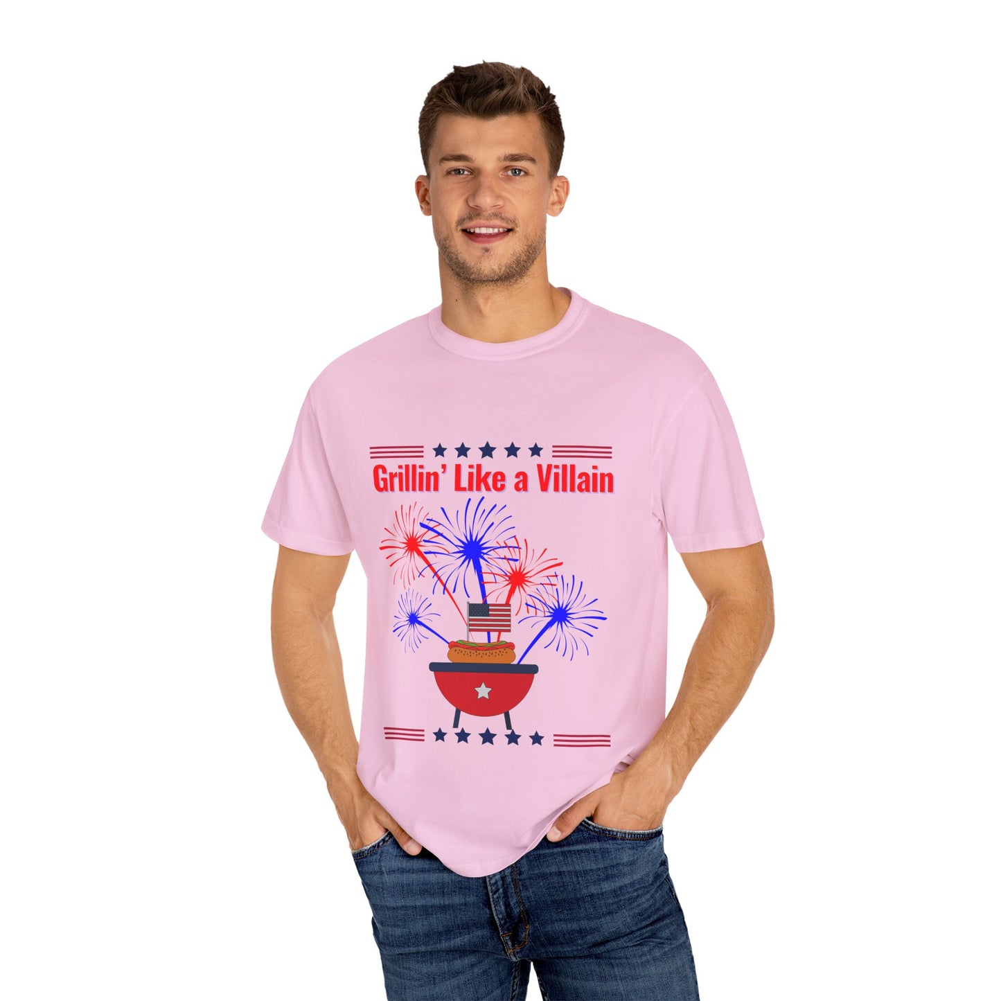 Grillin' Like a Villain Unisex T-Shirt | Patriotic BBQ Tee with Eagle Design