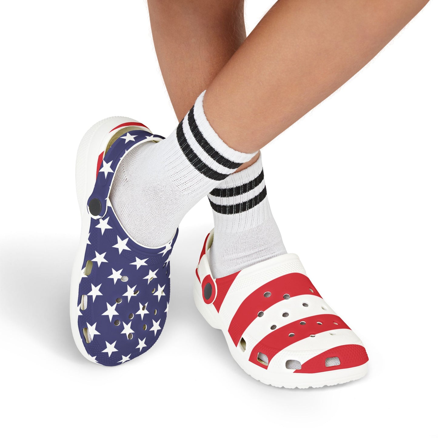 Kids Crocolookalikes - Patriotic EVA Foam Rubber Shoes - Perfect for July 4th Celebrations