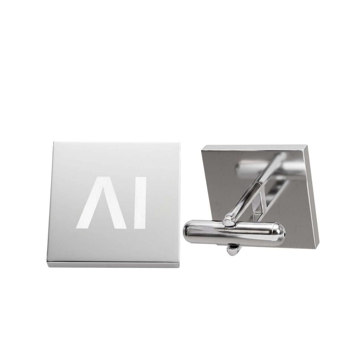 NeurolythicAI Square Monogram Cufflinks — Modern AI Accent