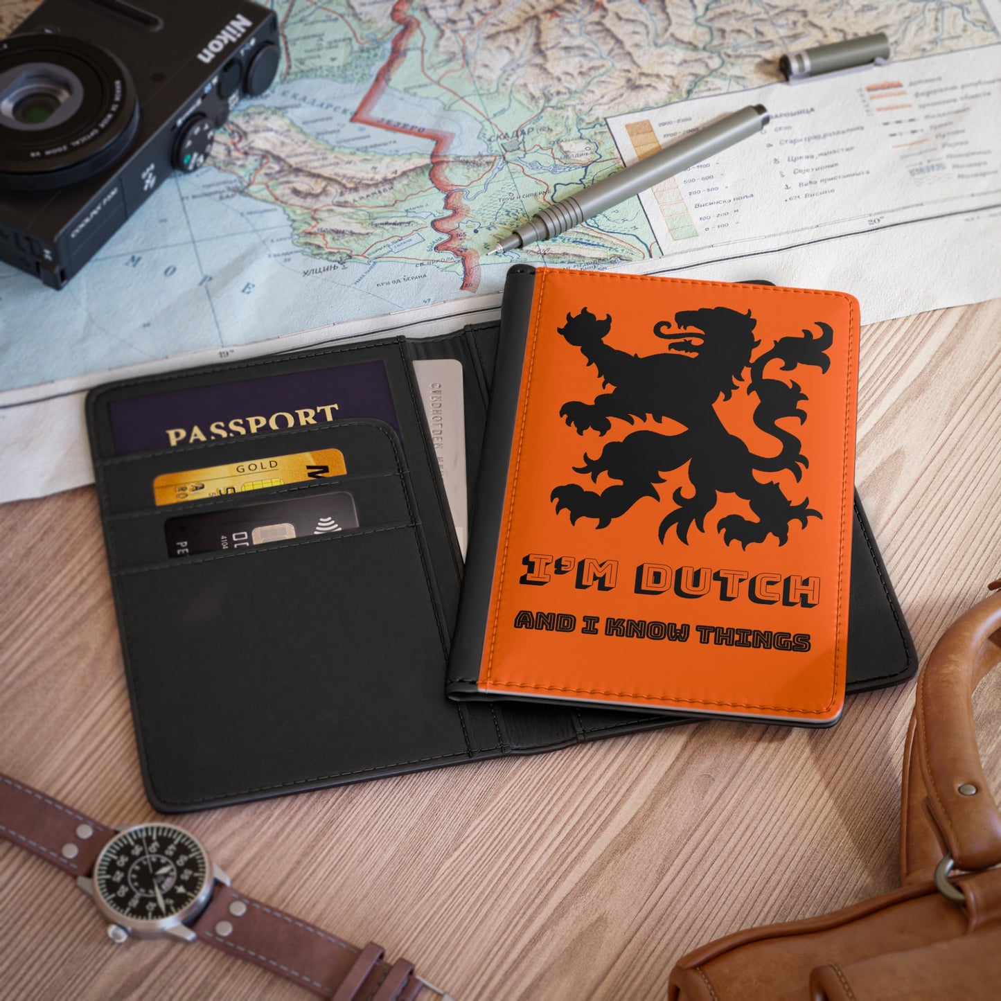 Dutch RFID Blocking - Passport Cover - Travel Accessory for Adventurers, Gift for Wanderers, Travel Journal Holder, Stylish [...]