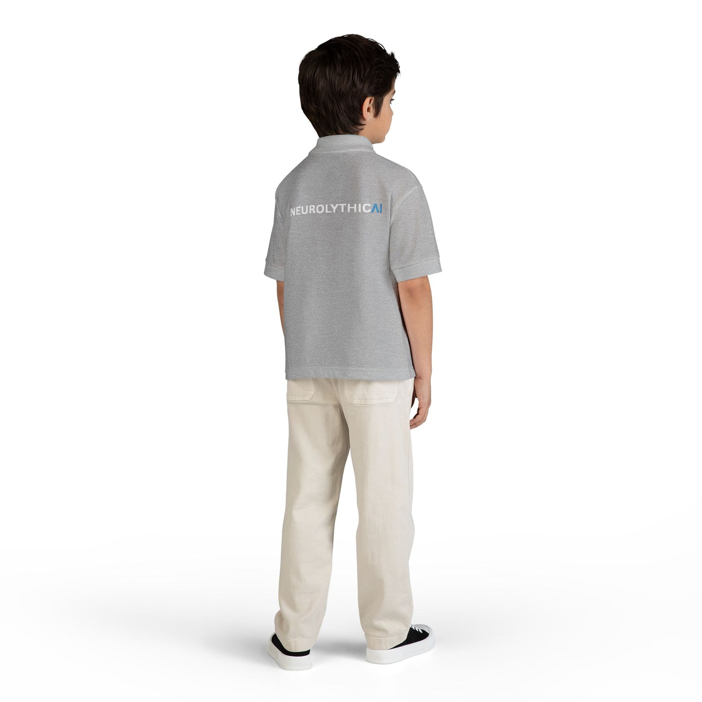 NeurolythicAI Youth Polo Shirt — Black Kids' Tech Logo Polo
