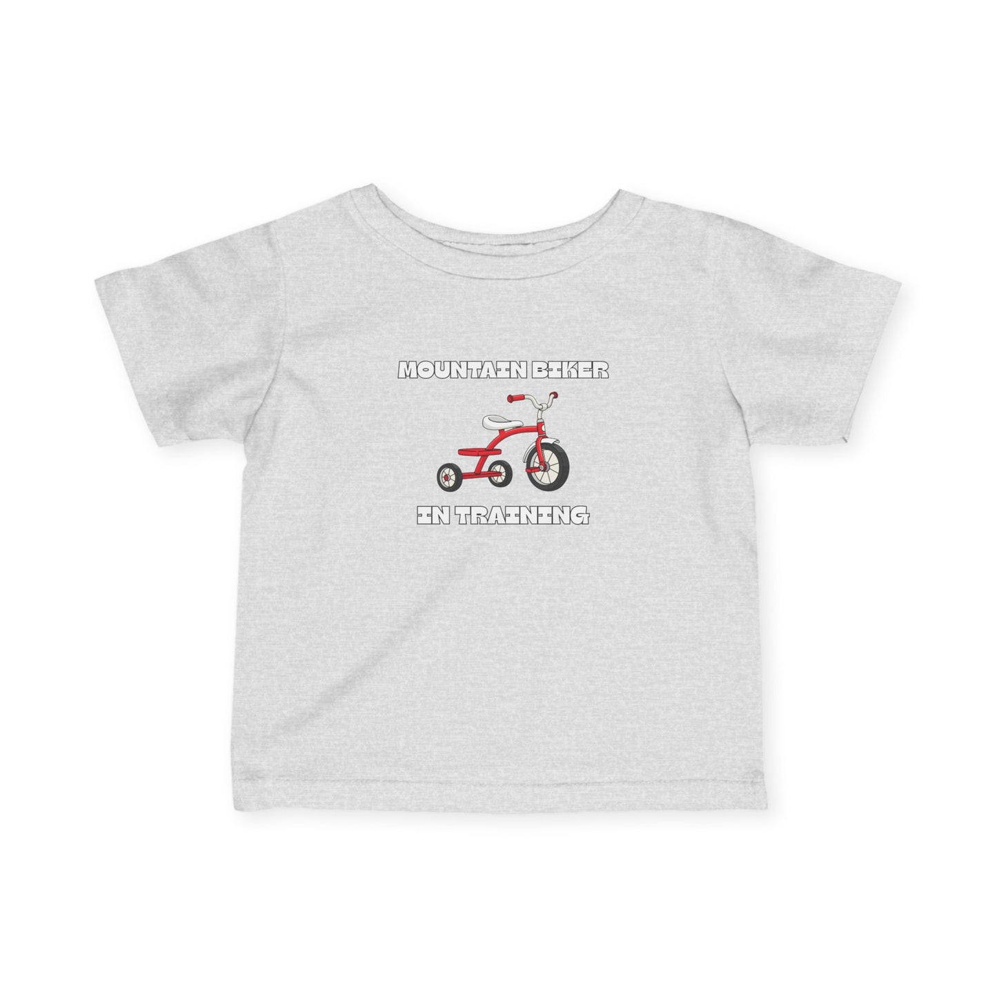 Gray 'Mountain Biker in training' red tricycle infant tee - front view