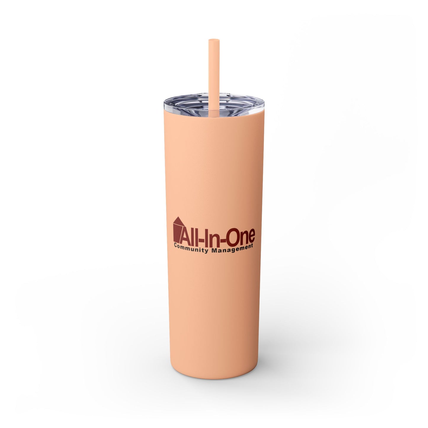 Skinny 20oz Tumbler with Straw — All-In-One Community Management Logo One sided