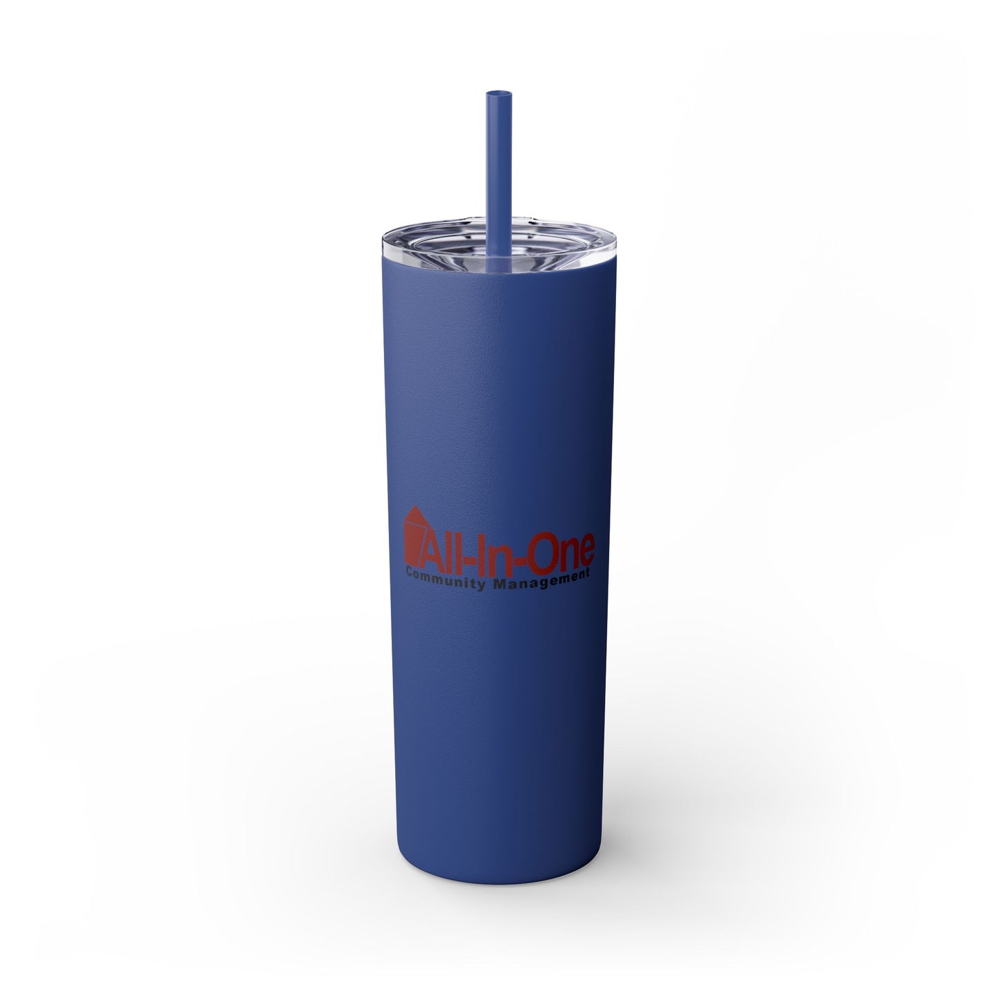 Skinny 20oz Tumbler with Straw — All-In-One Community Management Logo One sided