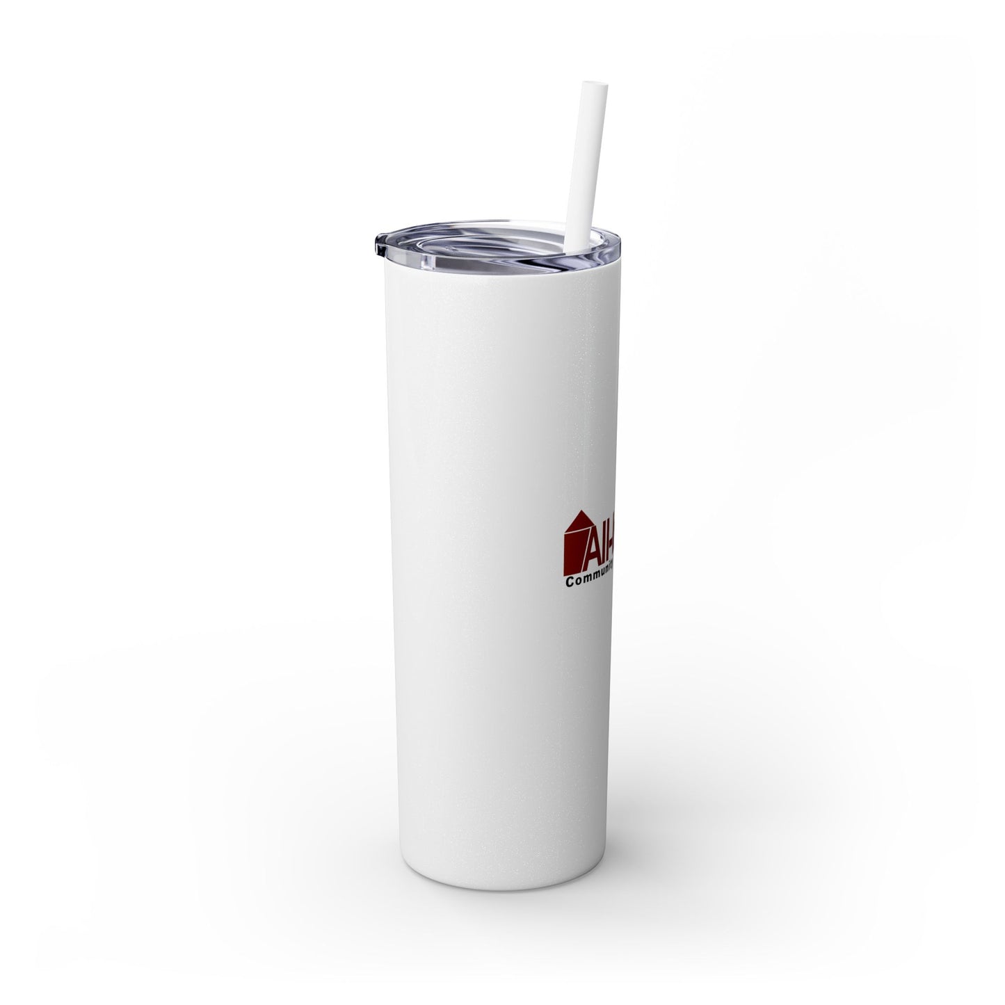 Skinny 20oz Tumbler with Straw — All-In-One Community Management Logo One sided