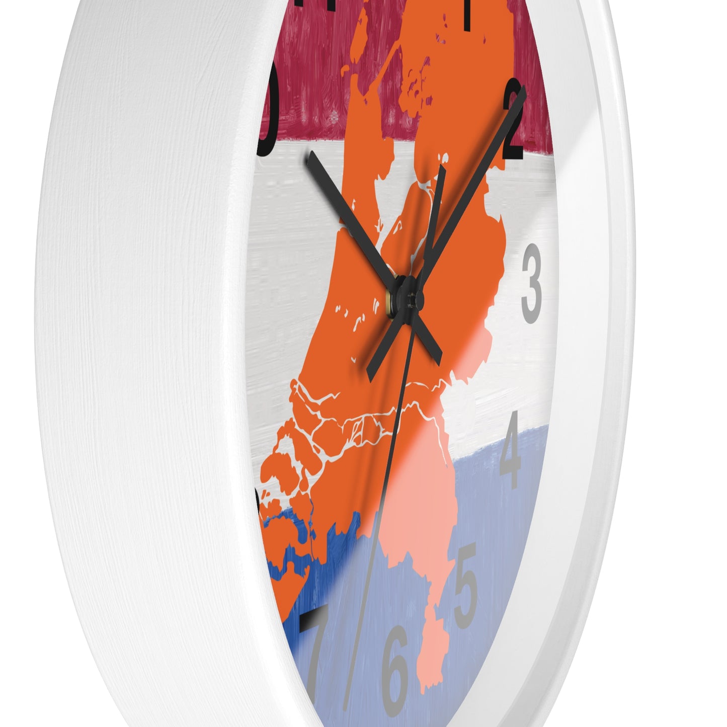 Hoe laat is het ? Dutch Map Wall Clock, Home Decor for Dutch Culture Lovers, Unique Clock Gift for Netherlands Lovers, Modern Art Clock, Flag Inspired Design