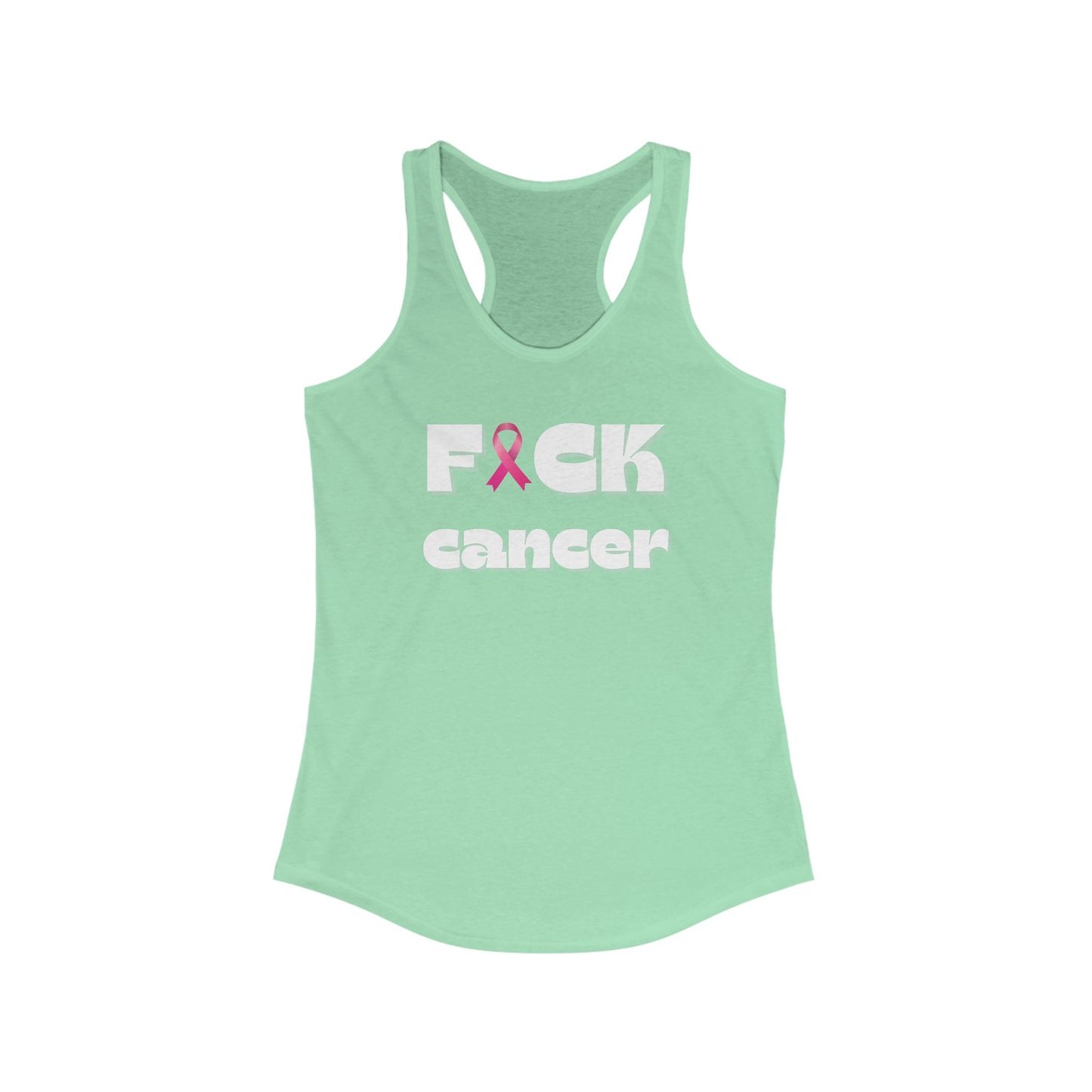 Empowering Women's Racerback Tank - F*** Cancer | Inspirational Workout Top, Profits donated to BCRF