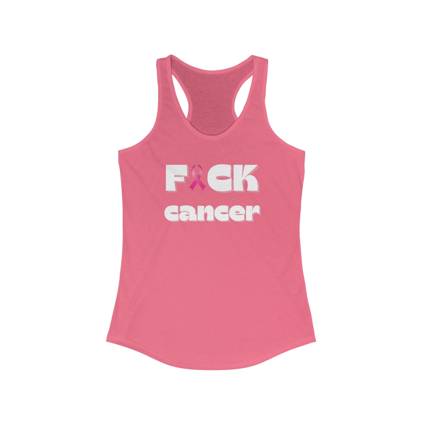 Empowering Women's Racerback Tank - F*** Cancer | Inspirational Workout Top, Profits donated to BCRF