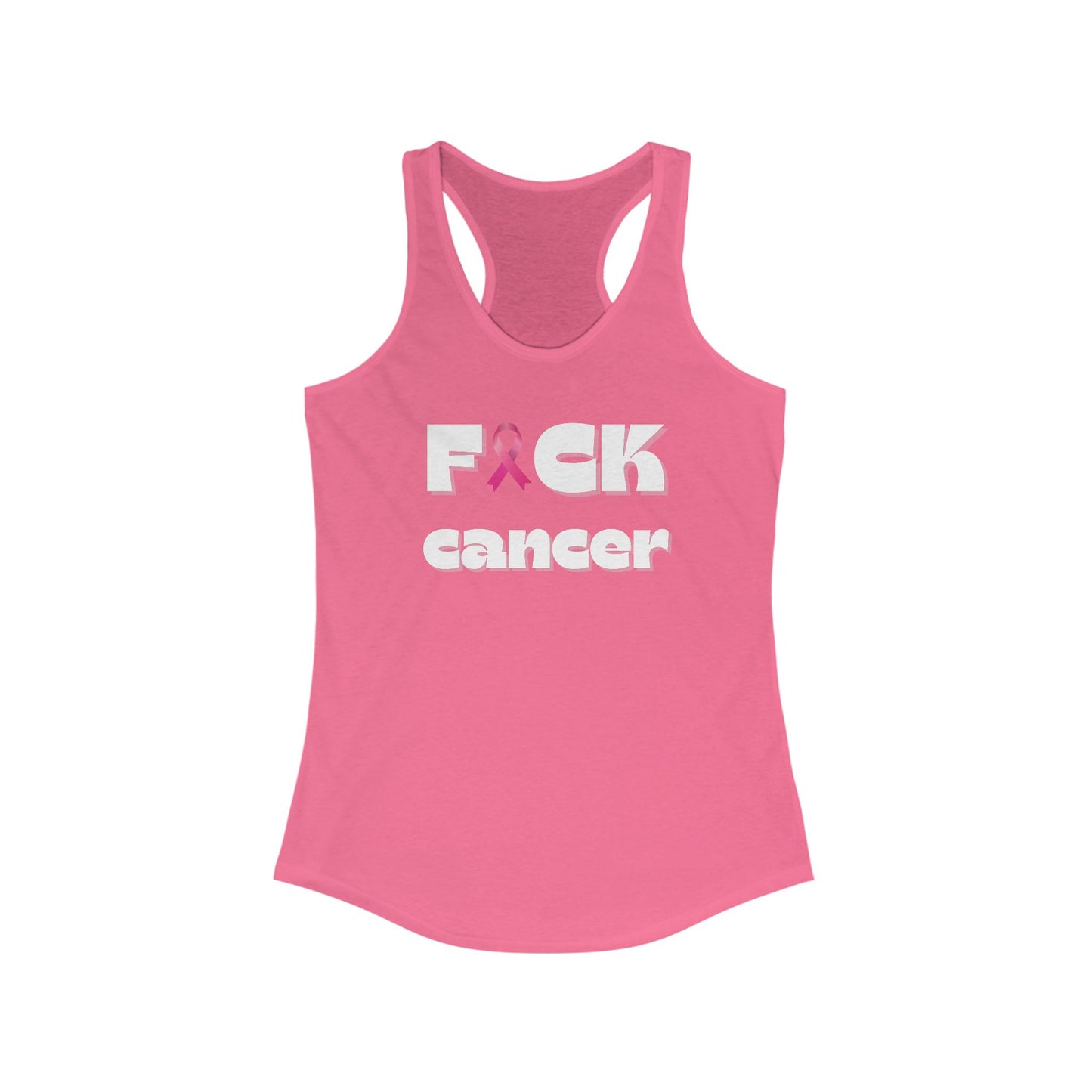Empowering Women's Racerback Tank - F*** Cancer | Inspirational Workout Top, Profits donated to BCRF