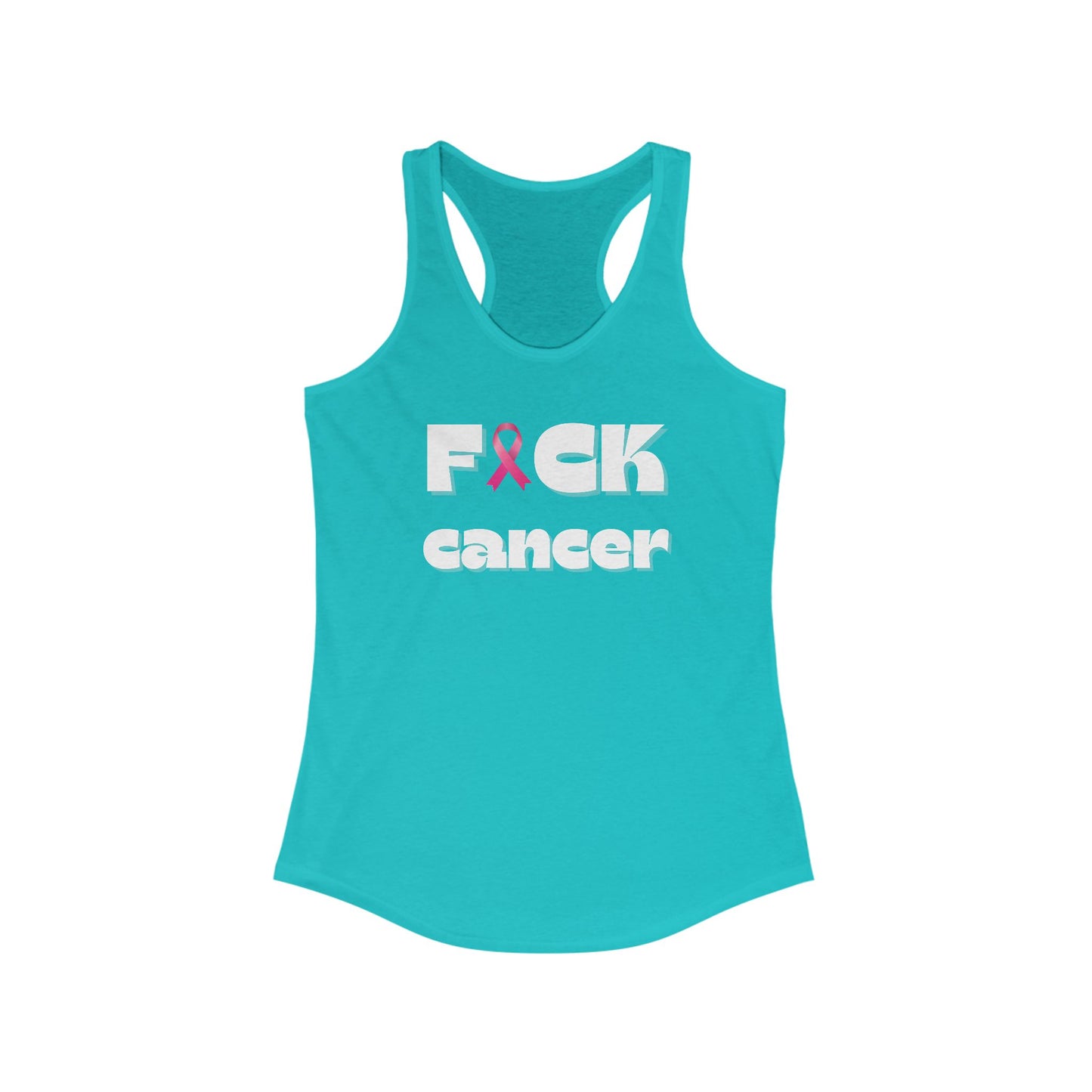 Empowering Women's Racerback Tank - F*** Cancer | Inspirational Workout Top, Profits donated to BCRF