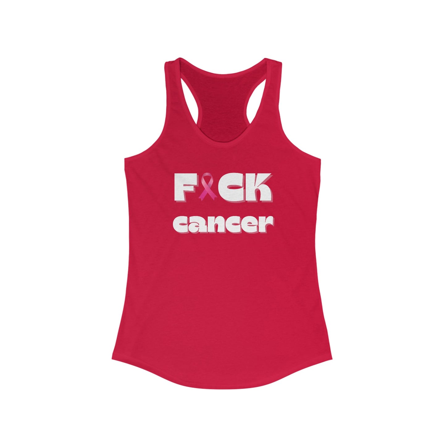 Empowering Women's Racerback Tank - F*** Cancer | Inspirational Workout Top, Profits donated to BCRF