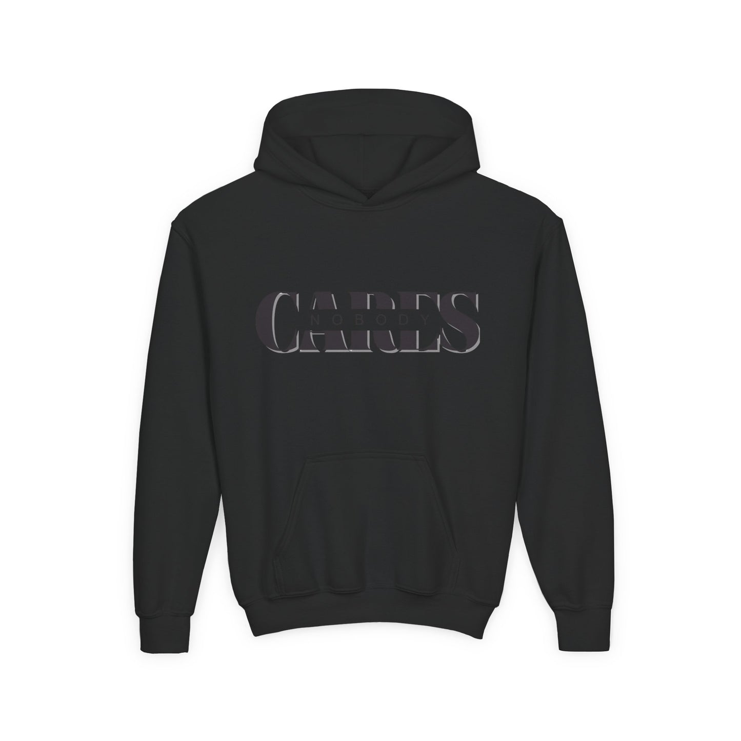 NOBODY CARES - Youth Heavy Blend Hooded Sweatshirt - Statement Hoodie for Trendy Teens