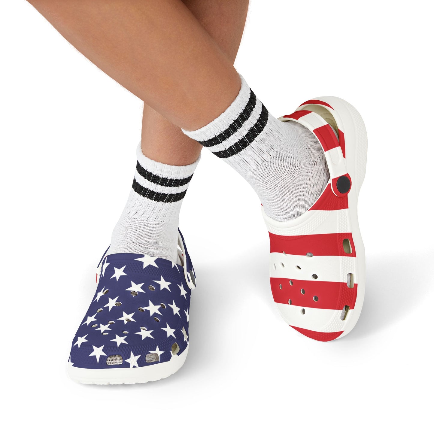 Kids Crocolookalikes - Patriotic EVA Foam Rubber Shoes - Perfect for July 4th Celebrations
