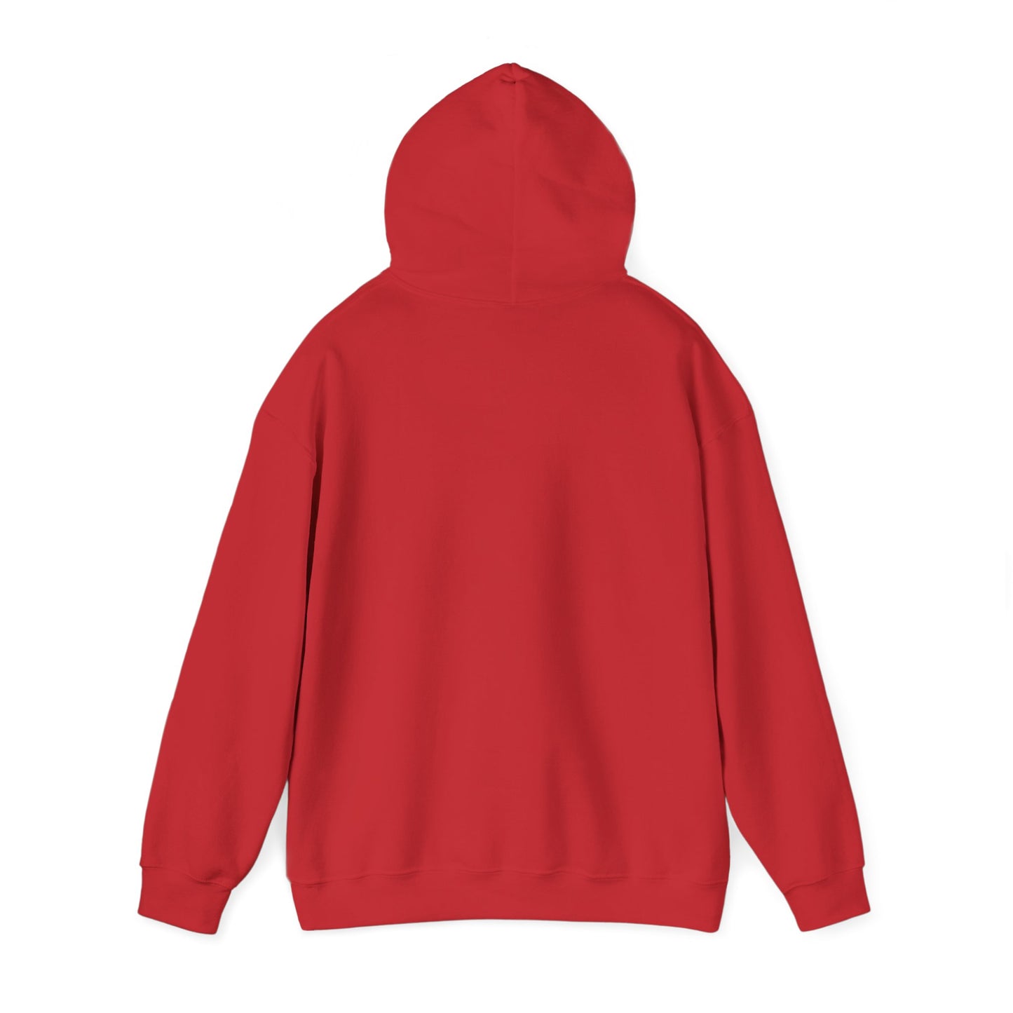 Folded front view of red hoodie displaying white "main.tf" text