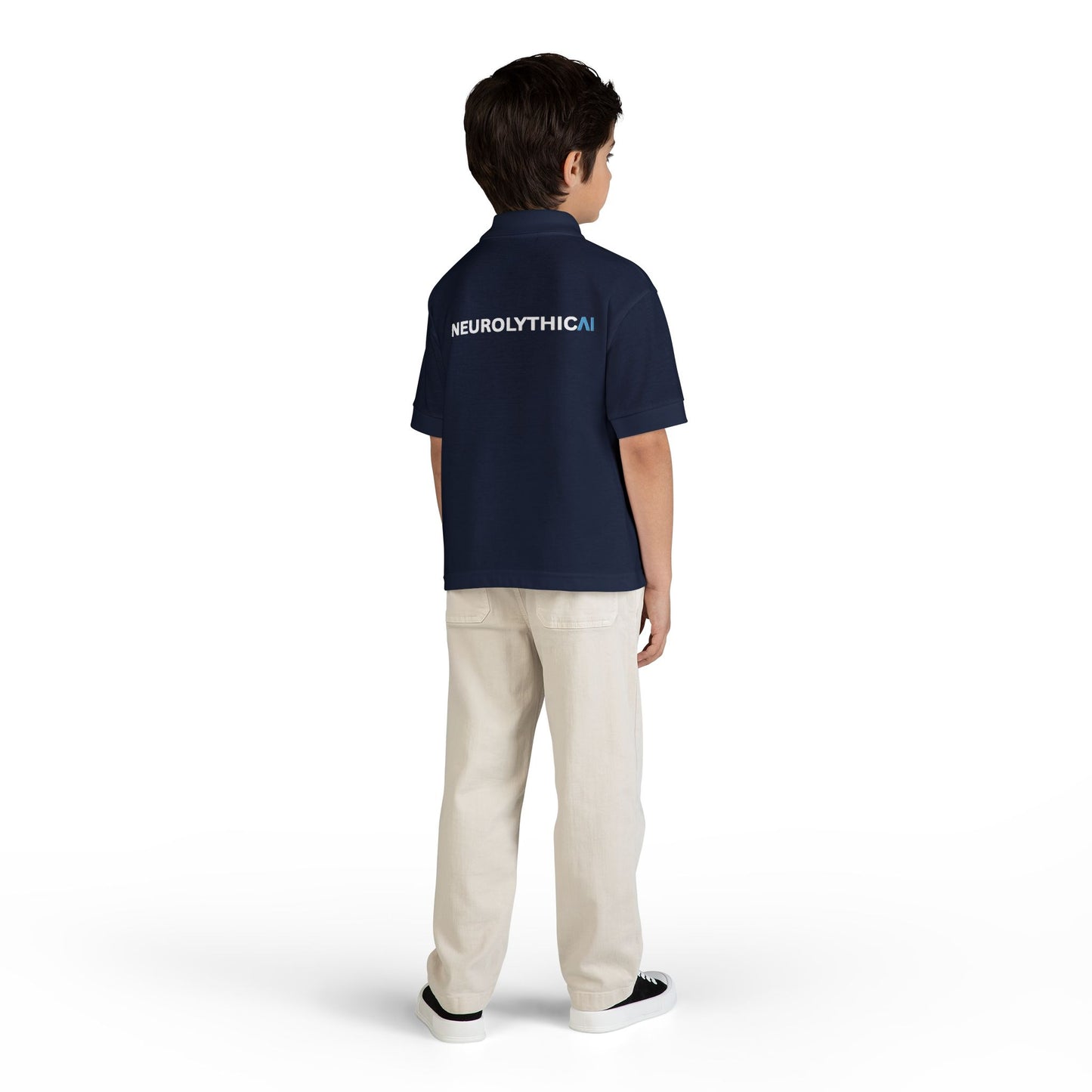 NeurolythicAI Youth Polo Shirt — Black Kids' Tech Logo Polo