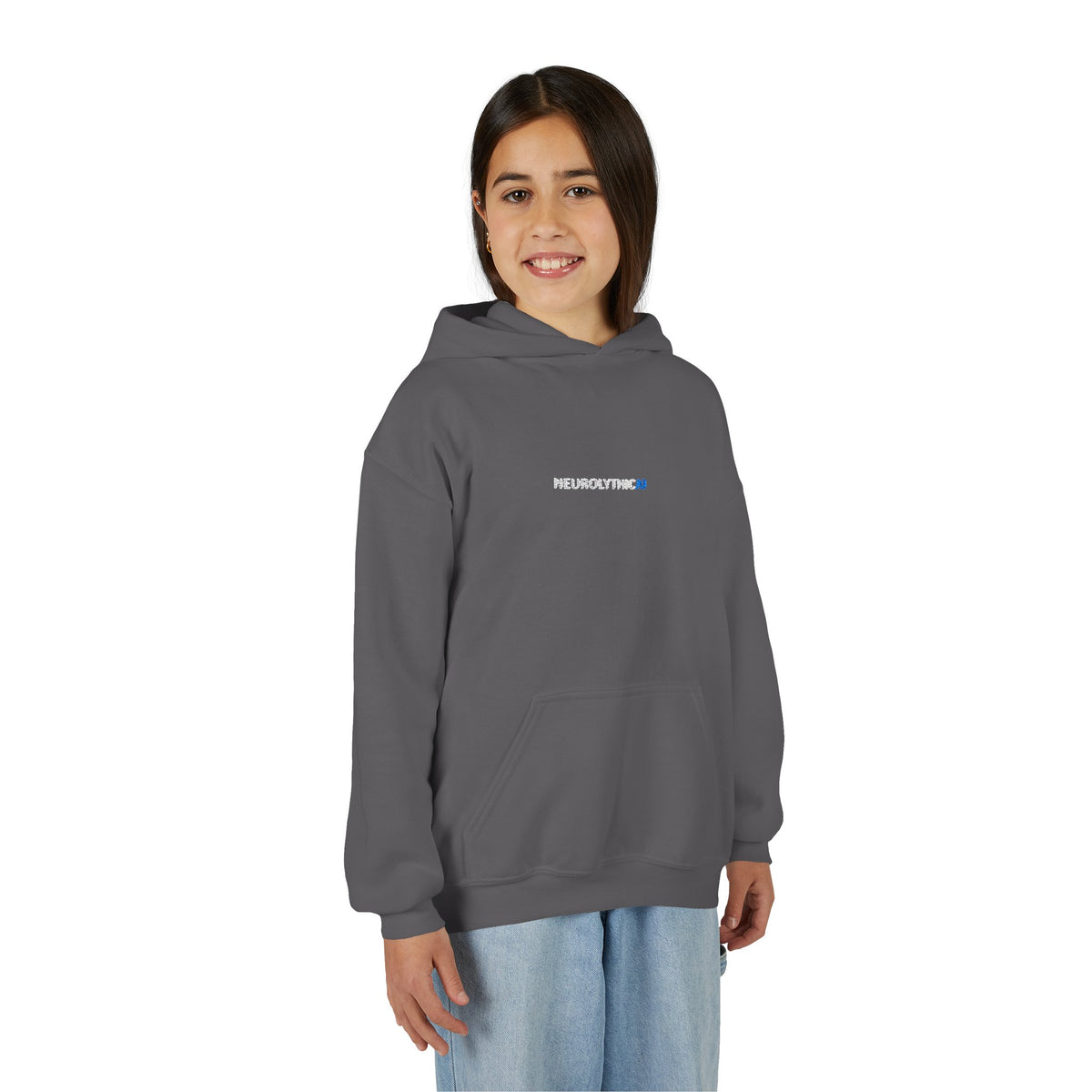 Youth 'NEUROLYTHICAI' Hoodie — Minimal Tech Logo Pullover for Kids