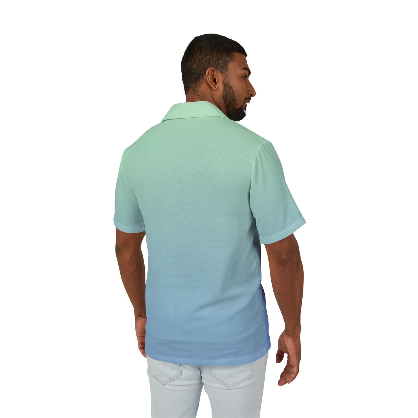 Husband / Boyfriend prank shirt. The Hawaiian Camp Shirt that made your friend group go viral when they all showed up in the same shirt ! Summer 2025 pastel blue colors