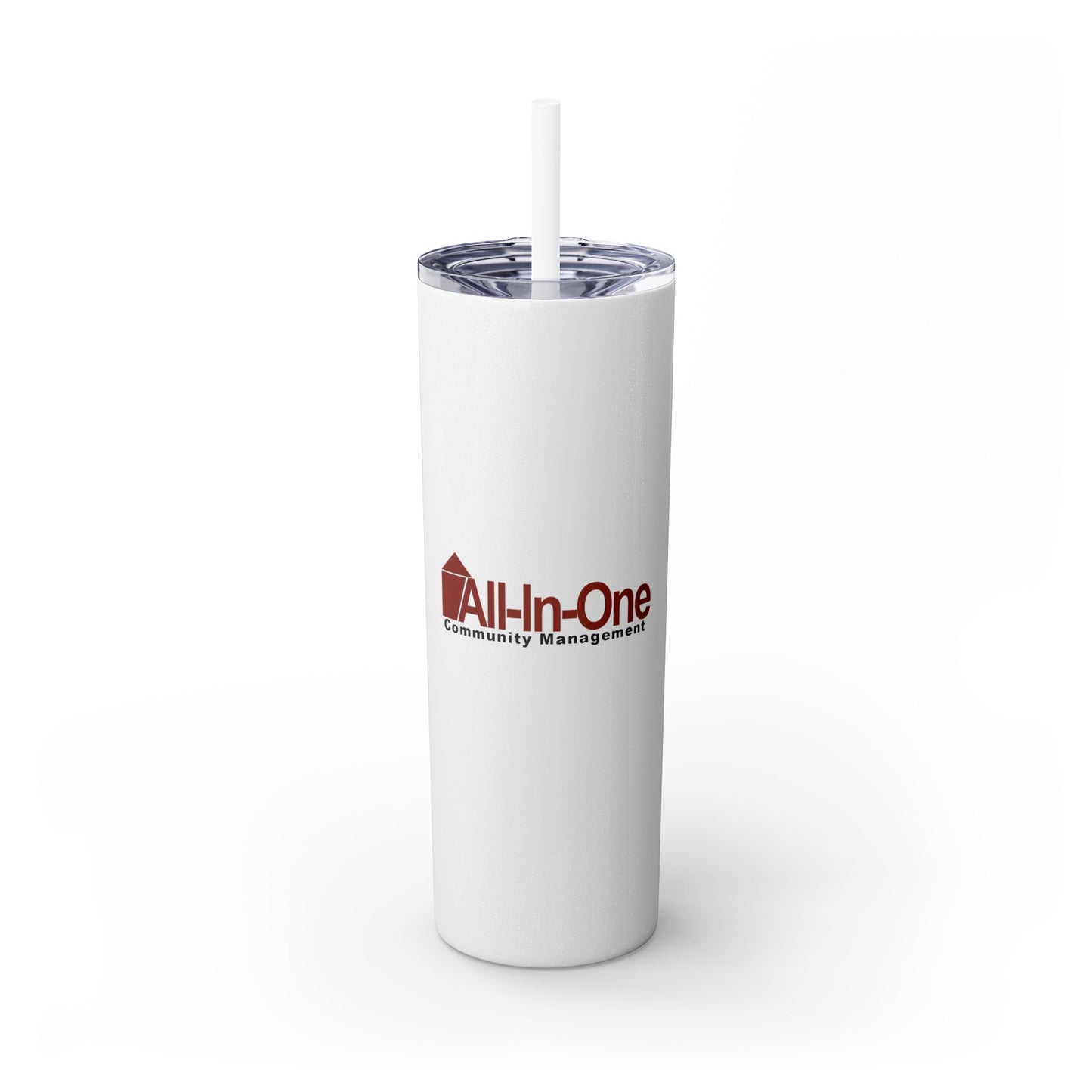 Skinny 20oz Tumbler with Straw — All-In-One Community Management Logo One sided