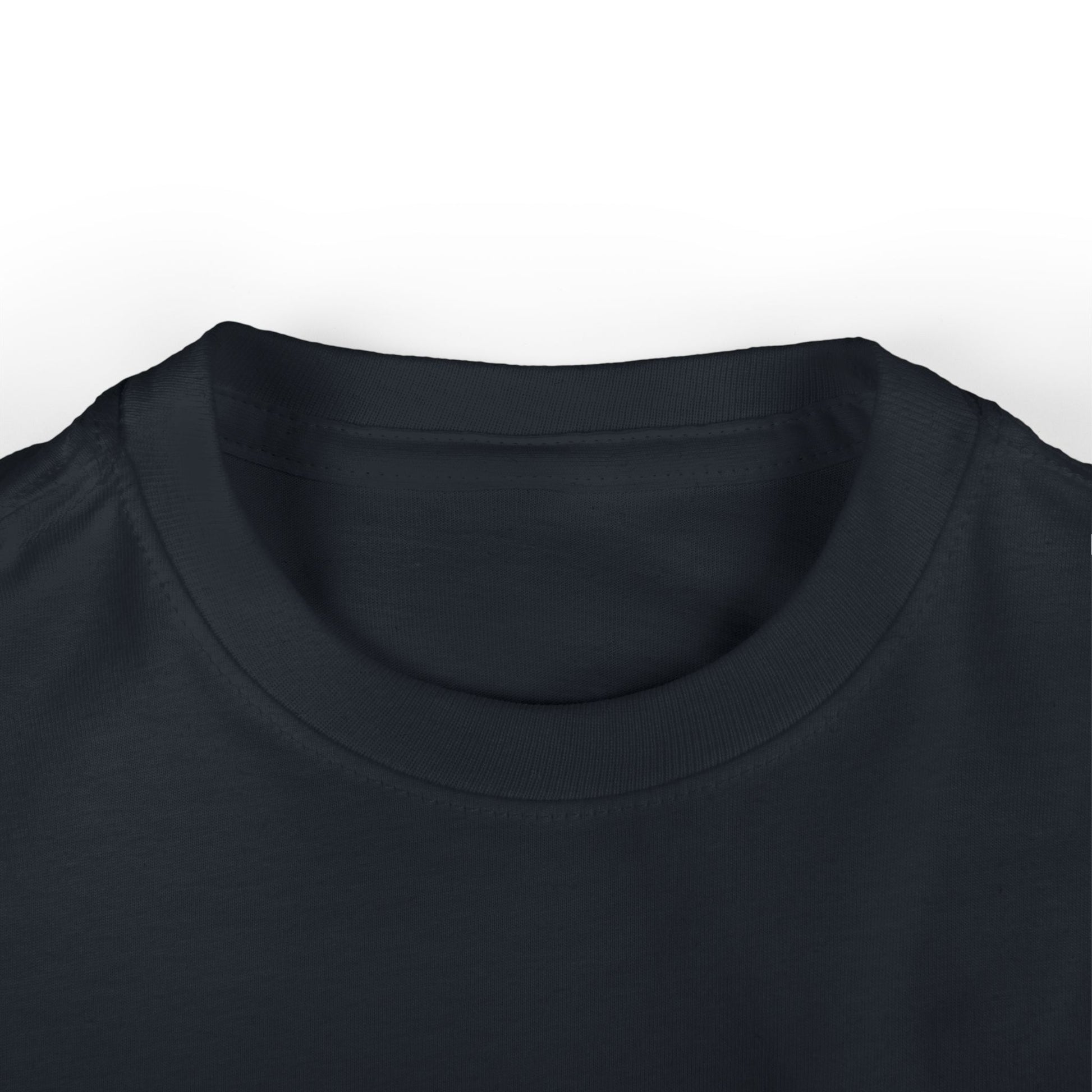 Close-up ribbed collar on black 'Mountain Biker in training' infant tee