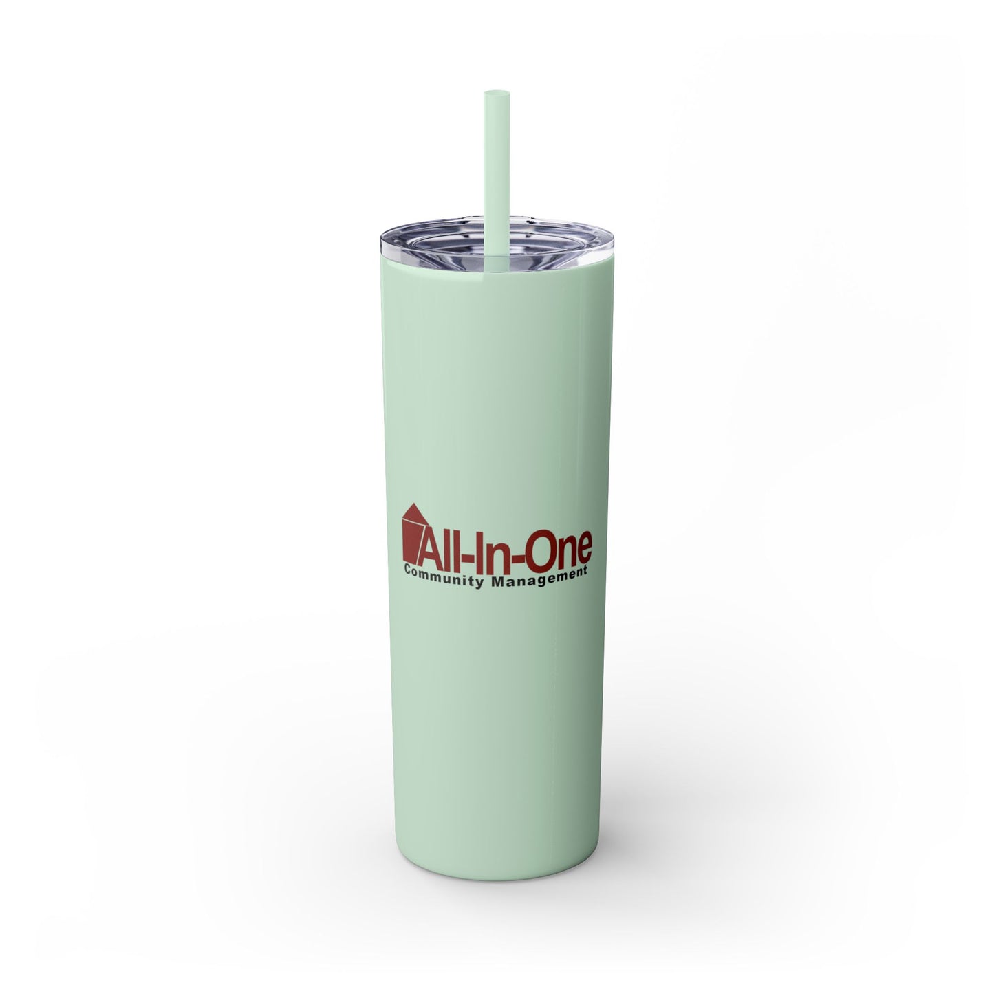 Skinny 20oz Tumbler with Straw — All-In-One Community Management Logo One sided