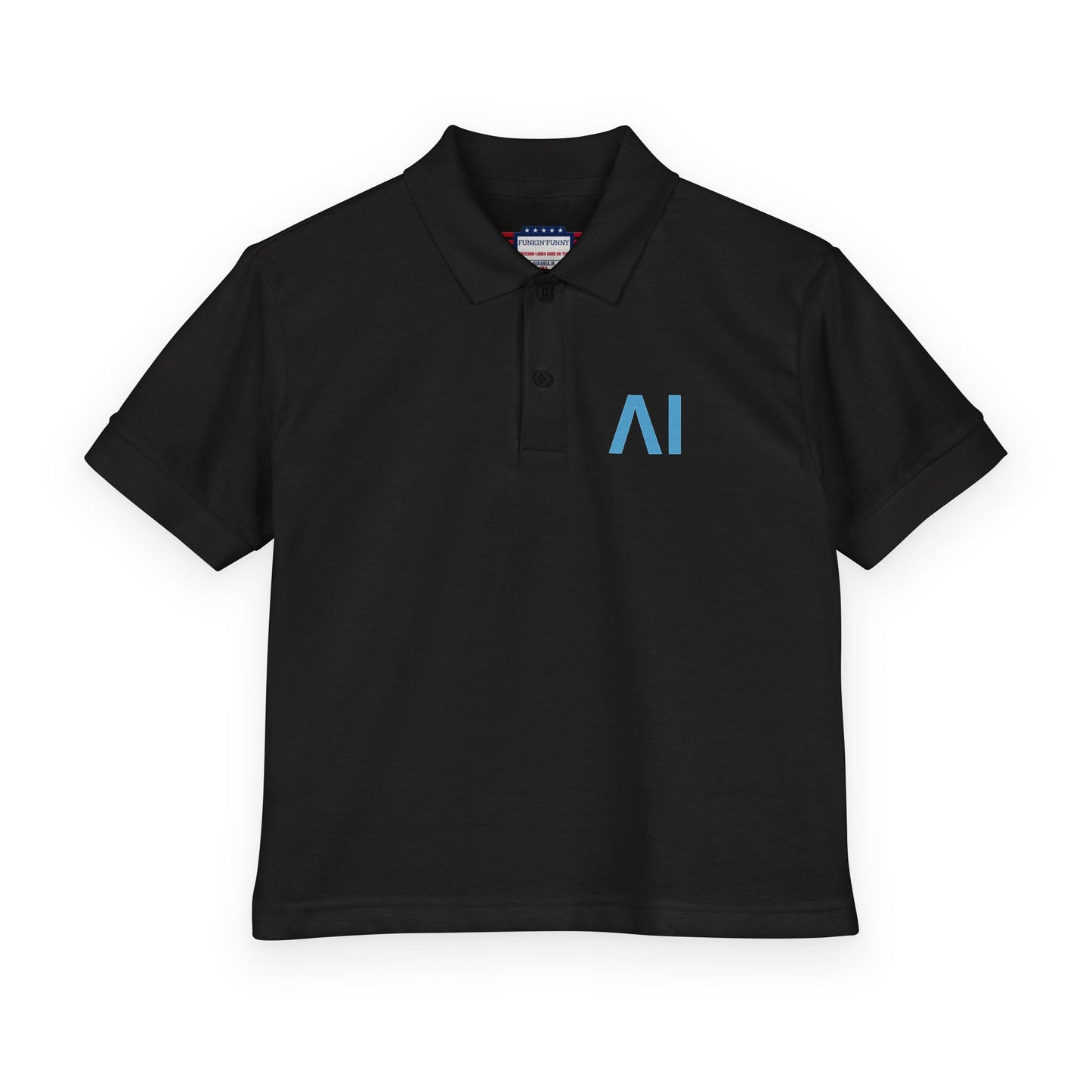 NeurolythicAI Youth Polo Shirt — Black Kids' Tech Logo Polo