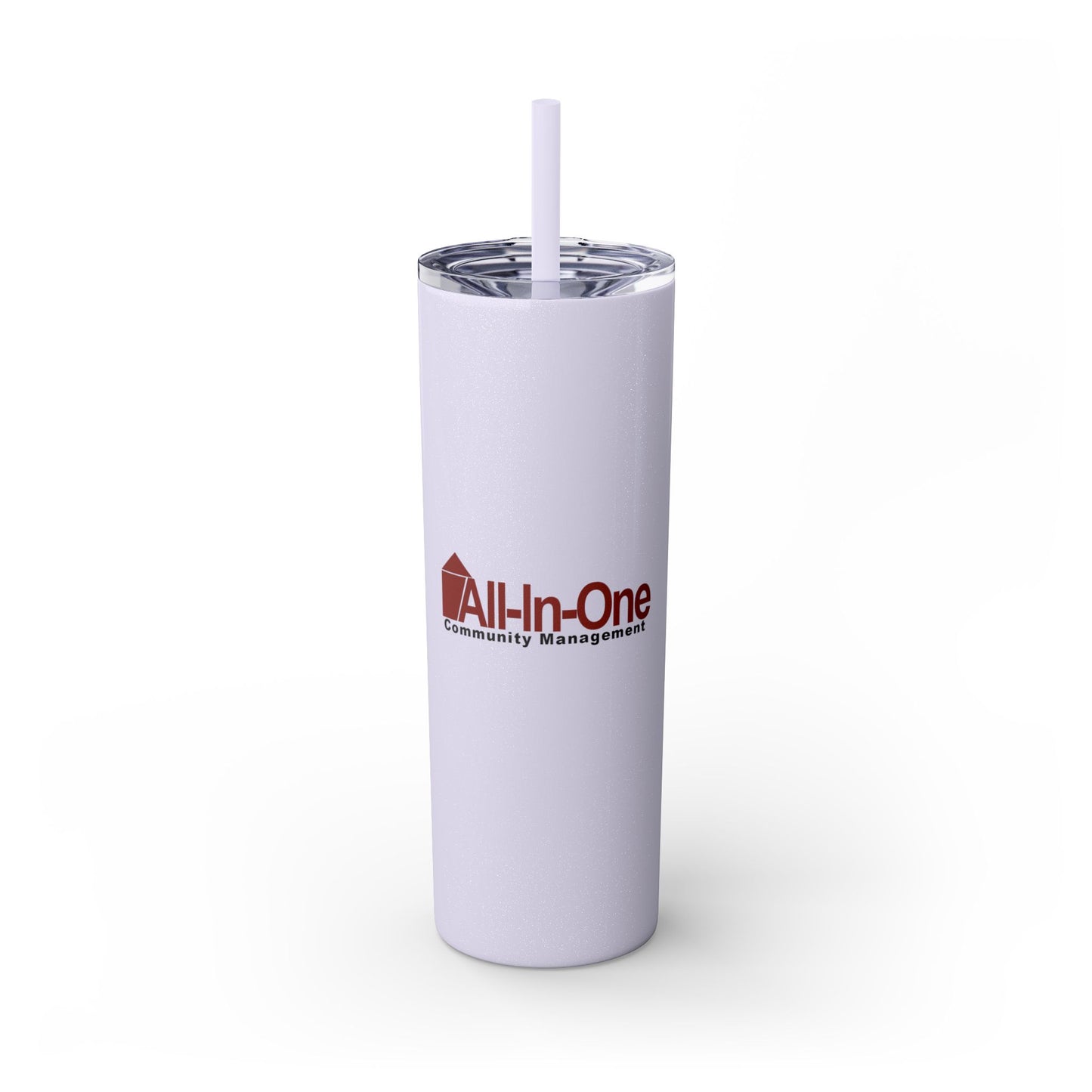 Skinny 20oz Tumbler with Straw — All-In-One Community Management Logo One sided