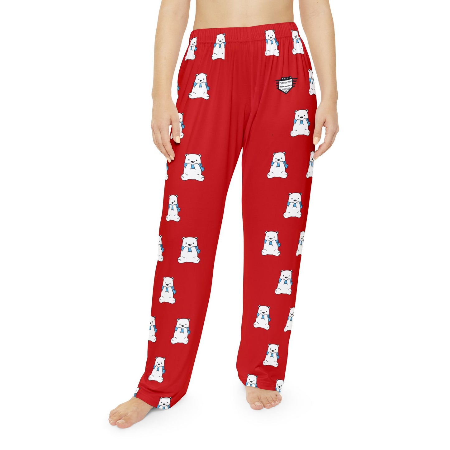 Holiday Polar Bear Women’s Pajama Pants — Red All-Over Print Cozy Sleepwear