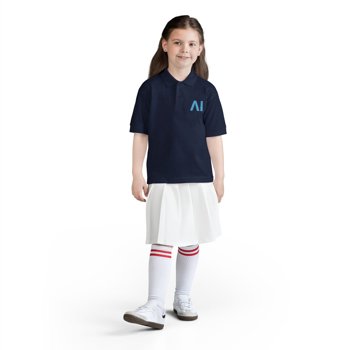 NeurolythicAI Youth Polo Shirt — Black Kids' Tech Logo Polo