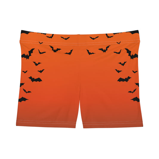 Halloween Bat Print Women's Shorts, Spooky Shorts, Festival Attire, Comfortable Loungewear, Summer Sleepwear, Halloween Costume