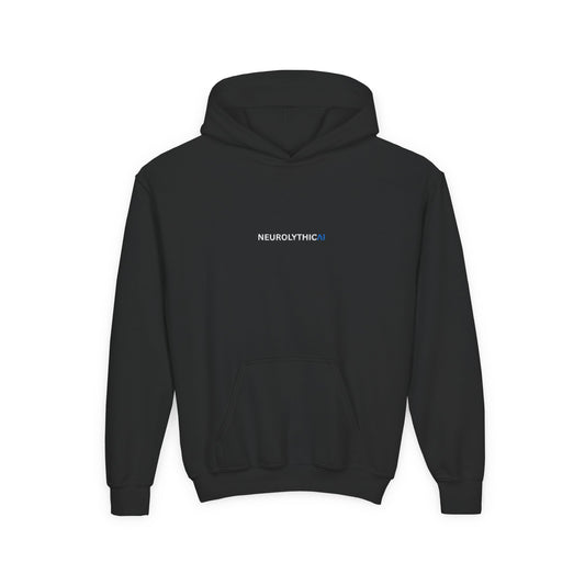 Youth 'NEUROLYTHICAI' Hoodie — Minimal Tech Logo Pullover for Kids