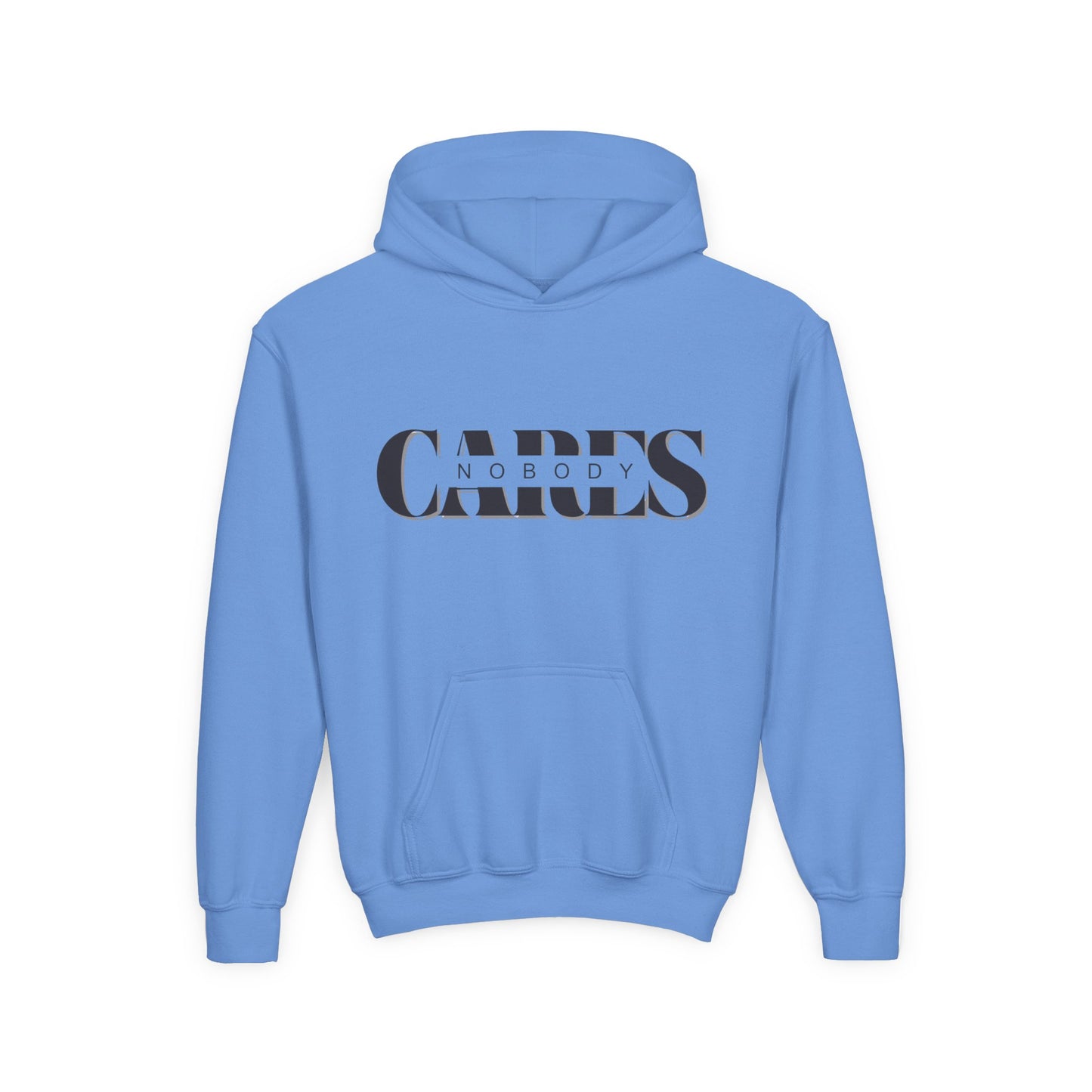 NOBODY CARES - Youth Heavy Blend Hooded Sweatshirt - Statement Hoodie for Trendy Teens