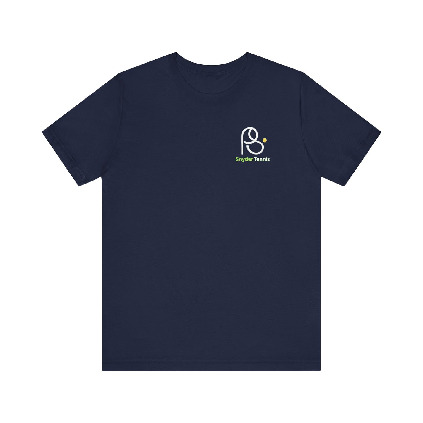 Front view of lavender Coach Pete Snyder cotton tee with subtle white PS emblem and green "PS Tennis" left chest detail